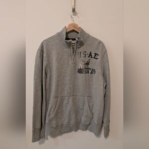 American Eagle Gray Quarter Zip Men's Logo Sweatshirt Size XL